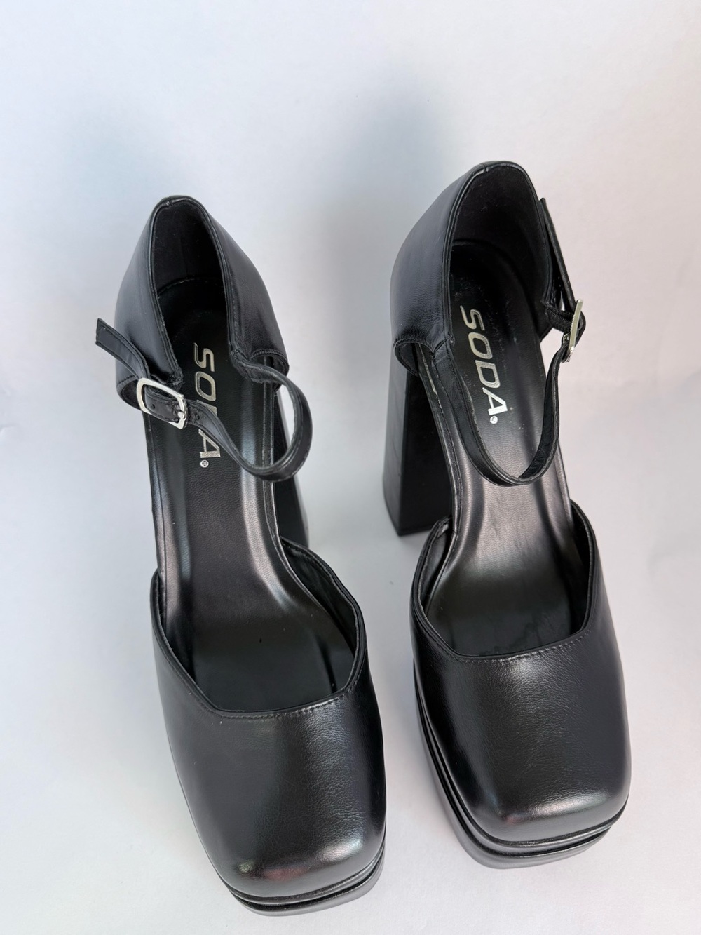 Black Chunky Mary Jane Platform Heels